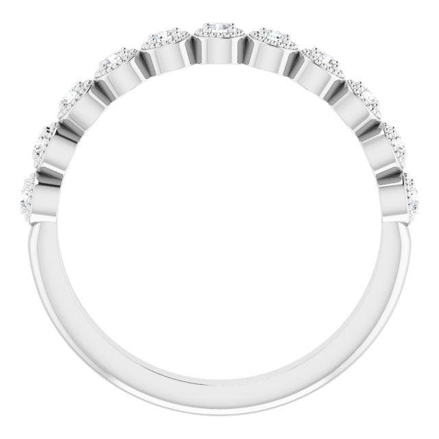 Milgrain Accent Round Diamond Wedding Band-VIRABYANI